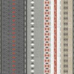 Nappe toile cir�e au m�tre - largeur 140 cm - losanges et rayures terracotta - gris