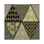 Nappe toile cir�e au m�tre - largeur 140 cm - motif graphique or m�tallis� - noir