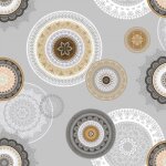 Nappe toile cirée au mètre - largeur 140 cm - ronds graphiques - gris Nappe toile cirée au mètre - largeur 140 cm - ronds graphiques - gris
