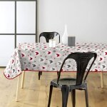 Nappe toile cir�e rectangulaire - douceur dinterieur - poules - gris - 140x240 cm - synth�tique
