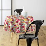 Nappe toile cirée ronde - diamètre 160 cm - fleurs colorées - multicolore Nappe toile cirée ronde - diamètre 160 cm - fleurs colorées - multicolore