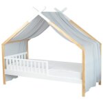 Ciel de lit cabane toile en gaze de coton gris clair 420 x 140 cm