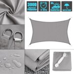 Toile parasol voile ombrage rectangulaire egsii - gris 3x4m - impermable et anti - uv