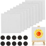 Toiles � peindre vierges - febest - 10x10 cm - lot de 10 - mini - chevalet inclus - blanc - coton
