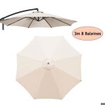 Toile de rechange pour parasol dext�rieur - - 3m - blanc - 8 baleines - polyester