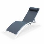 Toile de remplacement pour bain de soleil louisa. en aluminium et textilne. avec ttire - gris / blanc ...