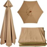 Toile de remplacement pour parasol - autrement - kaki 3m 6 côtes - protection solaire upf 30 Toile de remplacement pour parasol - autrement - kaki 3m 6 côtes - protection solaire upf 30