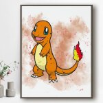 Poster toile - pokemon - salamèche - 30x40cm - décoration murale enfant - qualité premium Poster toile - pokemon - salamèche - 30x40cm - décoration murale enfant - qualité premium