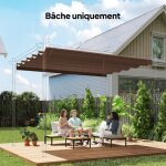 Toile de toit pour pergola tonnelle r�tractable de 3 x 3 m - toile uniquement 250 x 255 cm caf�