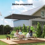 Toile de toit pour pergola tonnelle r�tractable de 4 x 3 m - toile uniquement 350 x 260 cm gris clair ...