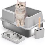 Toilettes ouvertes pour chat bac � liti�re pour chat en acier inoxydable xxl - grand bac � liti�re pour ...