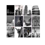 Toilinux - lot de 12 tableaux city - noir et blanc