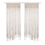 Toilinux - lot de 2 rideaux  fil dtails macram rituality - l. 90 x h. 200 cm - beige