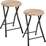 Toilinux - lot de 2 tabourets pliants en m�tal et mdf