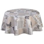 Toilinux - nappe en toile cire ronde baco - diam. 150 cm - taupe