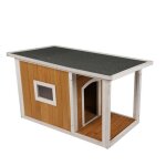 Toilinux - niche pour chien lucky avec patio et fenêtre en bois naturel Toilinux - niche pour chien lucky avec patio et fenêtre en bois naturel