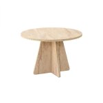 Toilinux - table basse ronde effet travertin valence - beige