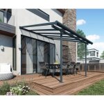 Toit de terrasse - avancée de toit aluminium 3 x 305 m gris anthracite Toit de terrasse - avancée de toit aluminium 3 x 305 m gris anthracite