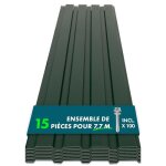 Lot de 15 tles couverture mtallique tle avec vis paisseur : 0. 25 mm 115 x 45 cm vert