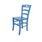 Tommychairs - chaise cuisine cuore robuste structure en bois de htre peindr en aniline couleur bleue ...