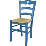 Tommychairs - chaise cuisine cuore robuste structure en bois de htre peindr en aniline couleur bleue ...