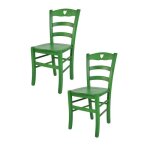 Tommychairs - set 2 chaises cuisine cuore robuste structure en bois de h�tre peindr� en aniline couleur ...