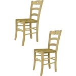 Tommychairs - set 2 chaises cuisine cuore robuste structure en bois dhtre poli non trait 100% naturel ...