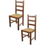 Tommychairs - set 2 chaise cuisine rustica robuste structure en bois de htre peindr en couleur noyer ...