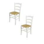 Tommychairs - set 2 chaises cuisine venezia robuste structure en bois de htre laqu en couleur blanc ...