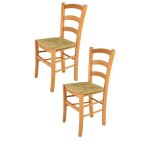 Tommychairs - set 2 chaises cuisine venice robuste structure en bois de h�tre peindr� en couleur miel ...