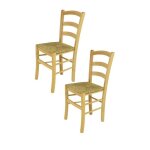 Tommychairs - set 2 chaises cuisine venice robuste structure en bois de h�tre peindr� en couleur naturelle ...