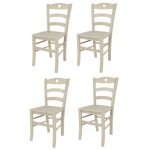 Tommychairs - set 4 chaises cuisine cuore robuste structure en bois de htre peindr en aniline couleur ...