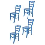 Tommychairs - set 4 chaises cuisine cuore robuste structure en bois de htre peindr en aniline couleur ...