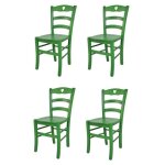 Tommychairs - set 4 chaises cuisine cuore robuste structure en bois de htre peindr en aniline couleur ...