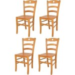 Tommychairs - set 4 chaises cuisine cuore robuste structure en bois de h�tre peindr� en couleur miel ...