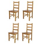 Tommychairs - set 4 chaises cuisine rustica robuste structure en bois de h�tre peindr� en couleur ch�ne ...