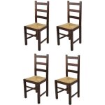 Tommychairs - set 4 chaises cuisine rustica robuste structure en bois de htre peindr en couleur noyer ...