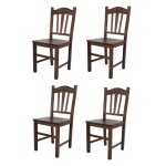 Tommychairs - set 4 chaises cuisine silvana robuste structure en bois de h�tre peindr� en coleur noyer ...
