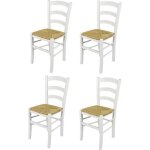 Tommychairs - set 4 chaises cuisine venezia robuste structure en bois de htre laqu en couleur blanc ...