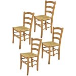Tommychairs - set 4 chaises cuisine venice robuste structure en bois de htre peindr en couleur chne ...