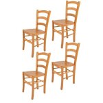 Tommychairs - set 4 chaises cuisine venice robuste structure en bois de h�tre peindr� en couleur miel ...