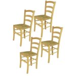 Tommychairs - set 4 chaises cuisine venice robuste structure en bois de htre peindr en couleur naturelle ...