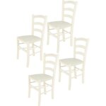 Tommychairs - set 4 chaises cuisine venice structure en bois de h�tre peindr� en aniline couleur blanche ...