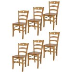 Tommychairs - set 6 chaises cuisine cuore robuste structure en bois de h�tre peindr� en couleur ch�ne ...