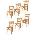 Tommychairs - set 6 chaises cuisine cuore robuste structure en bois de h�tre peindr� en couleur miel ...