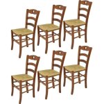 Tommychairs - set 6 chaises cuisine cuore robuste structure en bois de htre peindr en couleur noyer ...