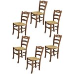 Tommychairs - set 6 chaises cuisine savoie robuste structure en bois de h�tre peindr� en couleur noyer ...
