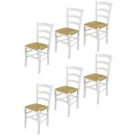 Tommychairs - set 6 chaises cuisine venezia robuste structure en bois de htre laqu en couleur blanc ...