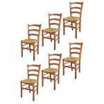 Tommychairs - set 6 chaises cuisine venice robuste structure en bois de htre peindr en couleur cerisier ...