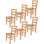 Tommychairs - set 6 chaises cuisine venice robuste structure en bois de h�tre peindr� en couleur miel ...